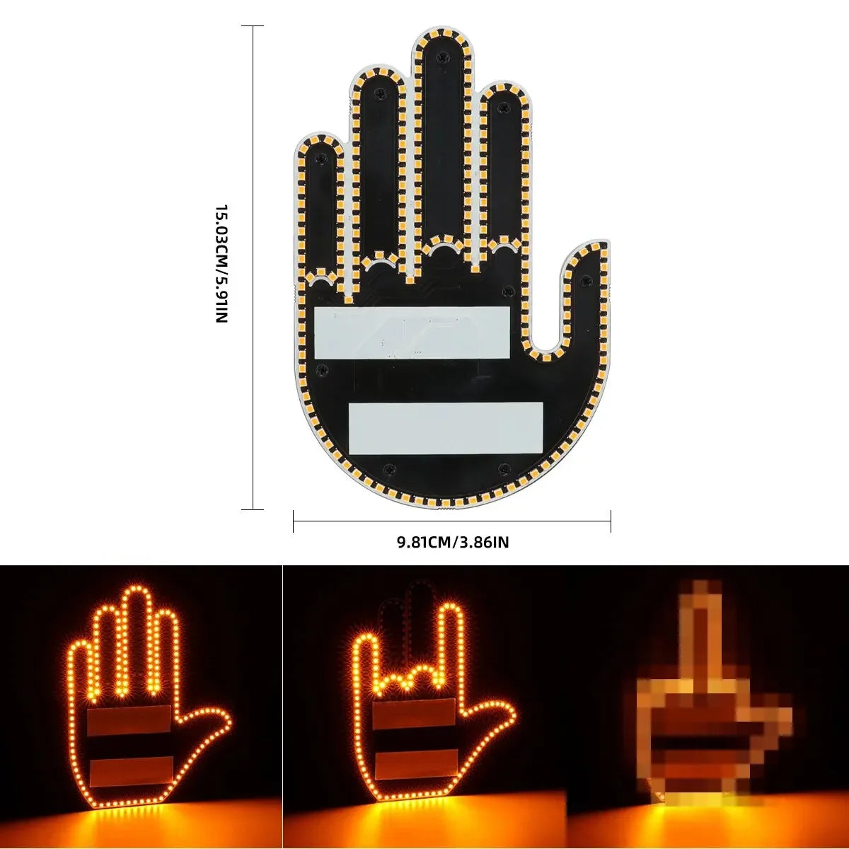 Car Finger Light with Remote Control Led Lighting Gesture Light Road Rage Sign Middle Finger Gesture Palm Light Accessories