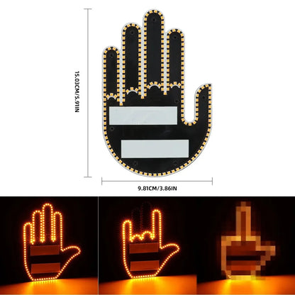 Car Finger Light with Remote Control Led Lighting Gesture Light Road Rage Sign Middle Finger Gesture Palm Light Accessories