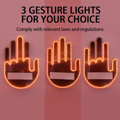 Car Finger Light with Remote Control Led Lighting Gesture Light Road Rage Sign Middle Finger Gesture Palm Light Accessories